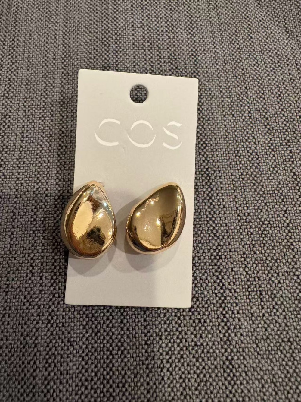 COS Shiny Gold Teardrop Stud Earrings